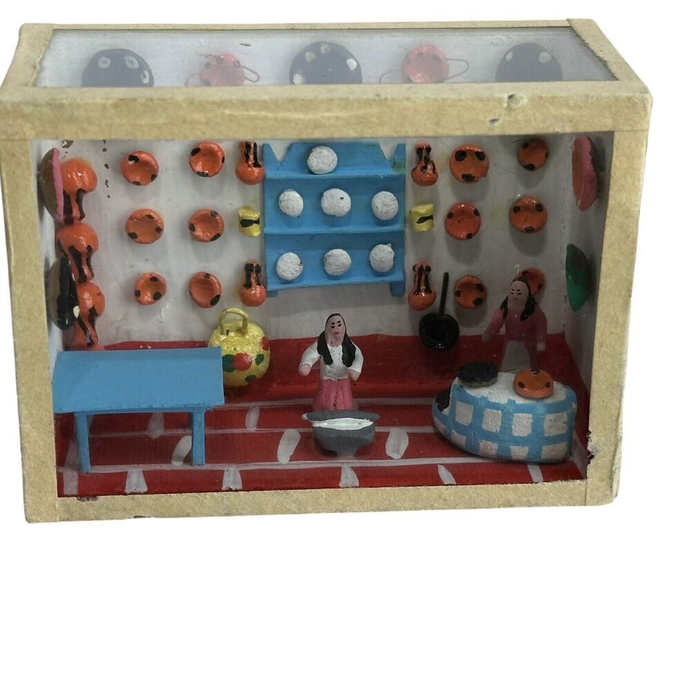 Micro Miniature Dollhouse Box Room Diorama Pottery Store Studio 1:144 Mexico